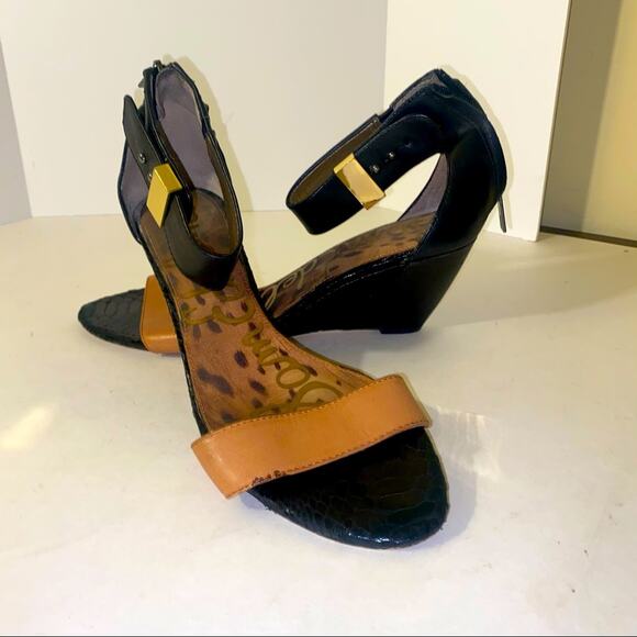 SAM EDELMAN ankle strap wedges 7.5 - Picture 1 of 7